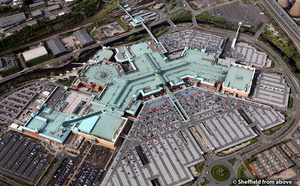 Meadowhall Shopping Centre Sheffield aerial photo